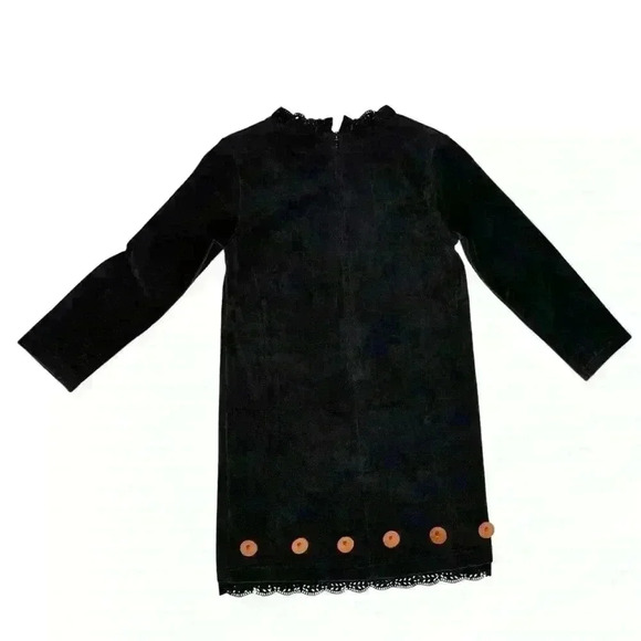 Pottery Barn Velvet Black and Orange Polka Dress Size 4T - Picture 4 of 5